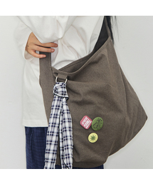 GRAVER(O[o[)[UNISEX] Cotton Canvas Badge Crossbody Bag_Brown(bZW[obO)