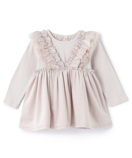 petit main（プティマイン）の「【リンク】ドッキングフリルチュニック（チュニック・キッズ・ピンク/ブラック・80ｃｍ/90cm/130cm/110cm/100cm/120cm）」の6枚目の写真