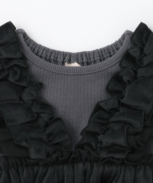 petit main（プティマイン）の「【リンク】ドッキングフリルチュニック（チュニック・キッズ・ピンク/ブラック・80ｃｍ/90cm/130cm/110cm/100cm/120cm）」の8枚目の写真