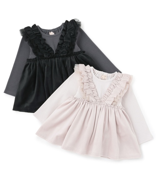 petit main（プティマイン）の「【リンク】ドッキングフリルチュニック（チュニック・キッズ・ピンク/ブラック・80ｃｍ/90cm/130cm/110cm/100cm/120cm）」の12枚目の写真