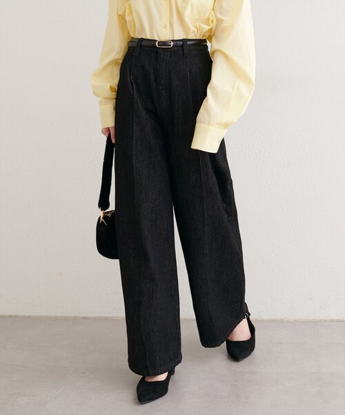 natural couture（ナチュラルクチュール）の「センタープレスデニムパンツ（デニムパンツ・レディース・ブルー/ブラック・SMALL/MEDIUM/LARGE）」の3枚目の写真