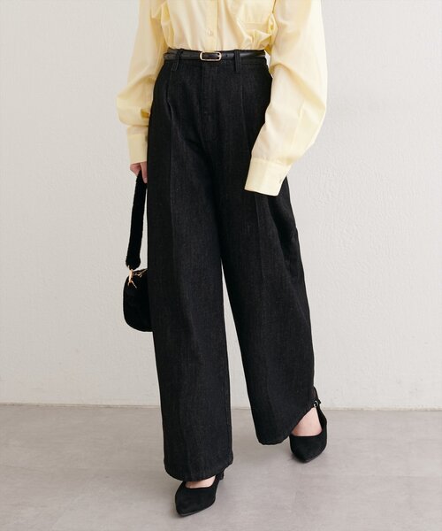 natural couture（ナチュラルクチュール）の「センタープレスデニムパンツ（デニムパンツ・レディース・ブルー/ブラック・SMALL/MEDIUM/LARGE）」の6枚目の写真