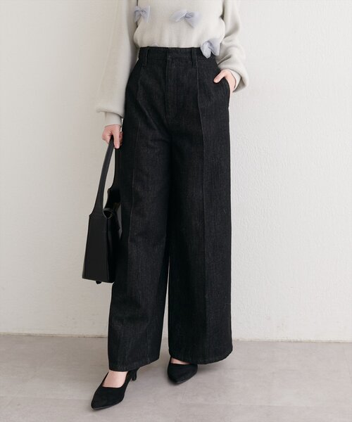 natural couture（ナチュラルクチュール）の「センタープレスデニムパンツ（デニムパンツ・レディース・ブルー/ブラック・SMALL/MEDIUM/LARGE）」の11枚目の写真