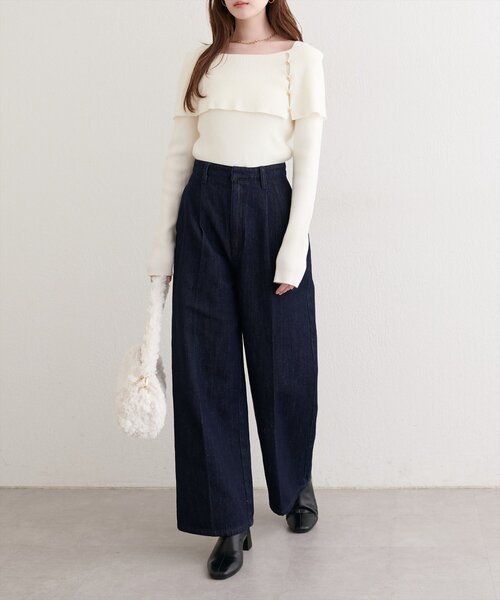 natural couture（ナチュラルクチュール）の「センタープレスデニムパンツ（デニムパンツ・レディース・ブルー/ブラック・SMALL/MEDIUM/LARGE）」の22枚目の写真