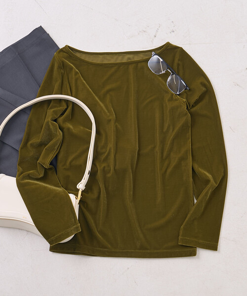 セール】ベロアジャージ ボートネック トップス（Tシャツ/カットソー