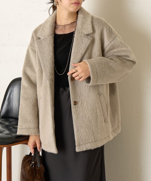Jena espace merveilleux（ジェナ　エスパスメルヴェイユ）の「テーラードシャギーコート（その他アウター・レディース・ブラウン/グレー・FREE）」の3枚目の写真