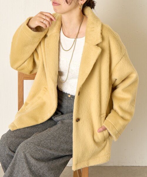 Jena espace merveilleux シャギーコート テーラードシャギーコート