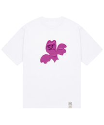 [ユニセックス]ペインティングバードスマイル半袖Tシャツ_ホワイト