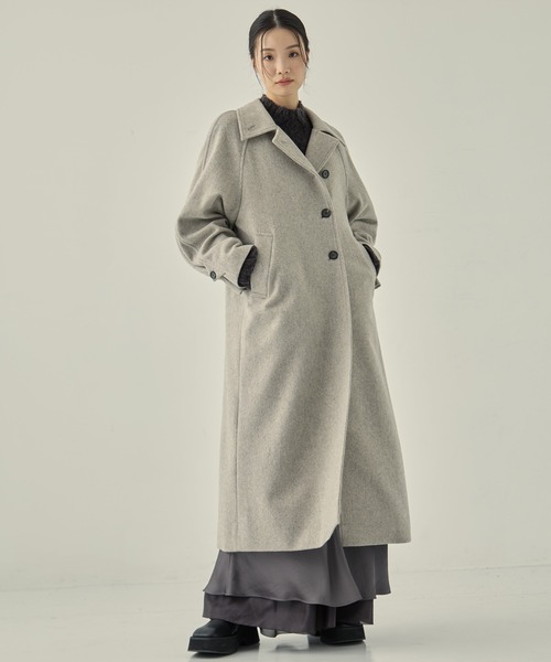 STUDIOUS（ステュディオス）の「【STUDIOUS/ステュディオス】Stand Collar Wool Coat/スタンドカラーウールコート/軽アウター/ロングコート（ステンカラーコート・レディース・グレー/ブラック/ライトグレー・1/2）」の5枚目の写真