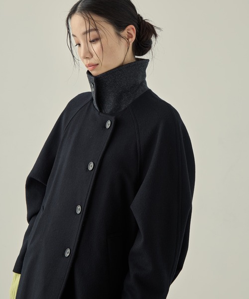 STUDIOUS（ステュディオス）の「【STUDIOUS/ステュディオス】Stand Collar Wool Coat/スタンドカラーウールコート/軽アウター/ロングコート（ステンカラーコート・レディース・グレー/ブラック/ライトグレー・1/2）」の15枚目の写真