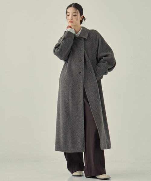 STUDIOUS（ステュディオス）の「【STUDIOUS/ステュディオス】Stand Collar Wool Coat/スタンドカラーウールコート/軽アウター/ロングコート（ステンカラーコート・レディース・グレー/ブラック/ライトグレー・1/2）」の20枚目の写真