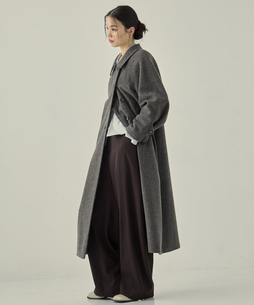 STUDIOUS（ステュディオス）の「【STUDIOUS/ステュディオス】Stand Collar Wool Coat/スタンドカラーウールコート/軽アウター/ロングコート（ステンカラーコート・レディース・グレー/ブラック/ライトグレー・1/2）」の22枚目の写真