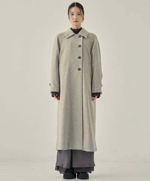 STUDIOUS（ステュディオス）の「【STUDIOUS/ステュディオス】Stand Collar Wool Coat/スタンドカラーウールコート/軽アウター/ロングコート（ステンカラーコート・レディース・グレー/ブラック/ライトグレー・1/2）」の9枚目の写真