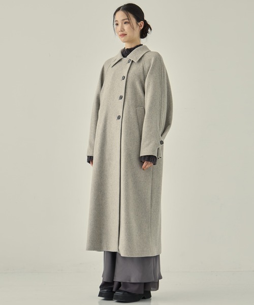 STUDIOUS（ステュディオス）の「【STUDIOUS/ステュディオス】Stand Collar Wool Coat/スタンドカラーウールコート/軽アウター/ロングコート（ステンカラーコート・レディース・グレー/ブラック/ライトグレー・1/2）」の10枚目の写真