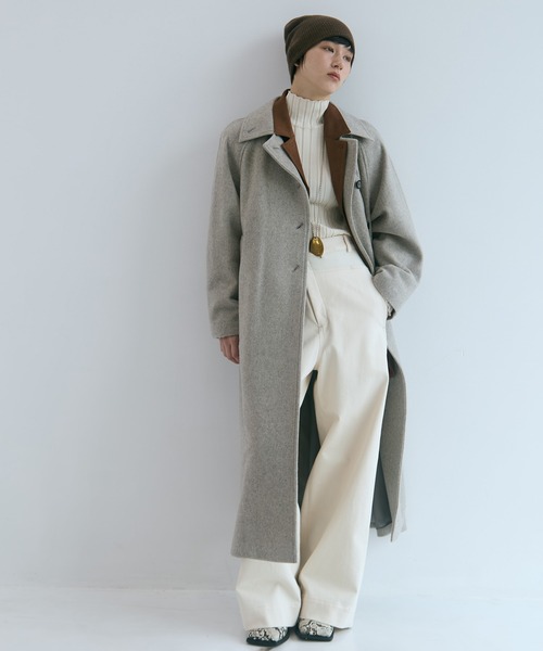 ジャケット・アウター STUDIOUS 2024AW Stand Collar Wool Coat STUDIOUS/ステュディオス】Stand Collar Wool Coat/スタンドカラー