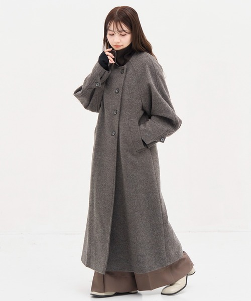 STUDIOUS/ステュディオス】Stand Collar Wool Coat/スタンドカラー