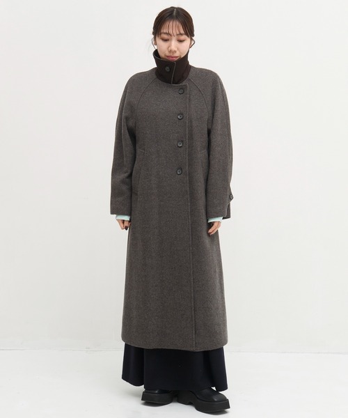 STUDIOUS/ステュディオス】Stand Collar Wool Coat/スタンドカラー