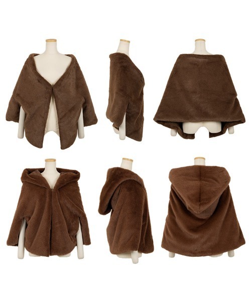 KOBE LETTUCE（コウベレタス）の「ファーケープマント（その他アウター・レディース・アイボリー系/ネイビー/モカ/ブラウン・M）」の8枚目の写真