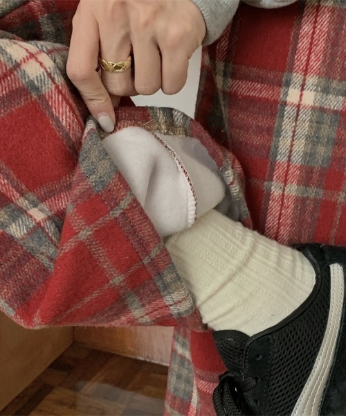 emi+（エミプラス）の「チェック柄セミワイドパンツ（その他パンツ・レディース・レッド/ネイビー/モカ・FREE）」の7枚目の写真