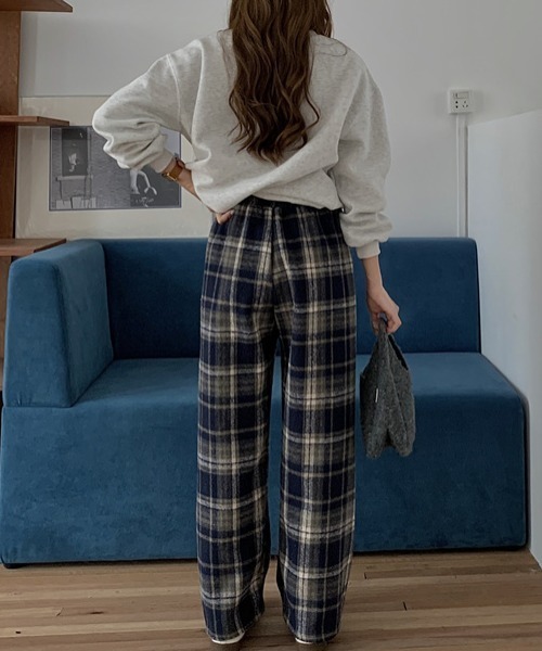 emi+（エミプラス）の「チェック柄セミワイドパンツ（その他パンツ・レディース・レッド/ネイビー/モカ・FREE）」の12枚目の写真