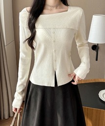 ＆soiree（アンドソワレ）の「ラメアシンメトリーオフショルニットトップス（ニット/セーター・レディース）」