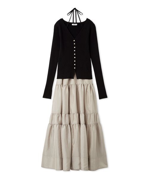 ange FRAY I.D リブカーディガンティアードスカートセットアップ FRAY I.D（フレイ・アイディー） ワンピース リブカーディガン