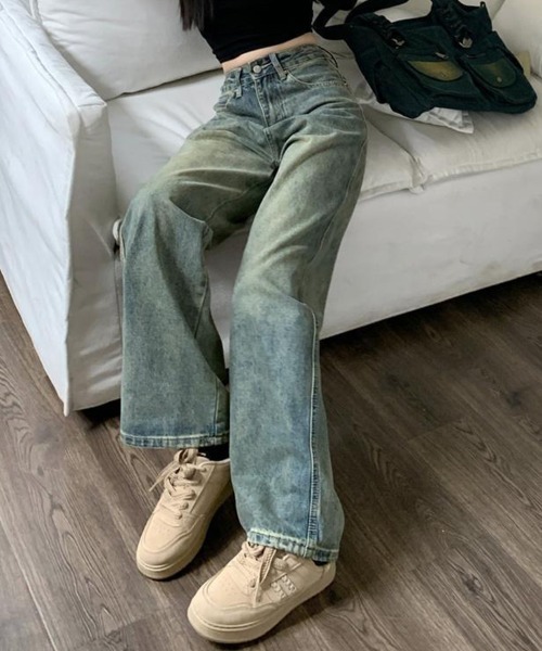 SallyLunn(サリーラン)の「ワイドルーズデニムウォッシュパンツ(デニムパンツ・レディース・ブルー・X-LARGE/LARGE/MEDIUM)」の2枚目の写真