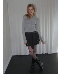 Knotted Frill Mini Skirt, Black
