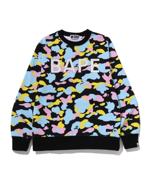 A BATHING APE（アベイシングエイプ）の「NEW MULTI CAMO RHINESTONE REGULAR FIT CREWNECK SWEATSHIRT（スウェット・メンズ・ブラック/ホワイト・SMALL/LARGE/X-LARGE/XX-LARGE/MEDIUM）」の2枚目の写真