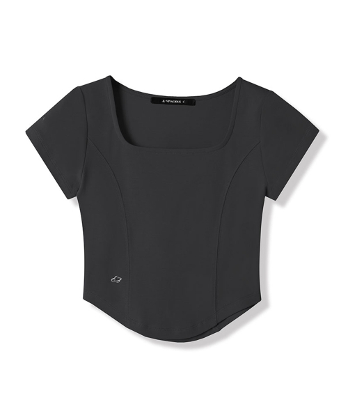 Vivacious(ビバシャス)の「Neuel Square Neck Line Crop T-Shirt - 5COL(Tシャツ/カットソー・レディース・グレー/ブラック/アイボリー/スカイブルー/チャコール・MEDIUM/SMALL)」の9枚目の写真