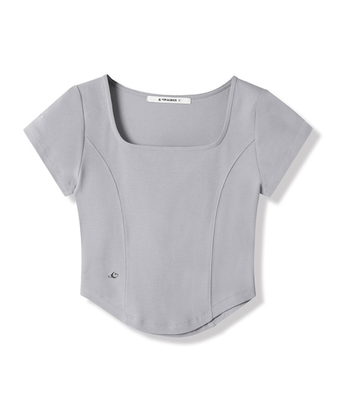 Vivacious(ビバシャス)の「Neuel Square Neck Line Crop T-Shirt - 5COL(Tシャツ/カットソー・レディース・グレー/ブラック/アイボリー/スカイブルー/チャコール・MEDIUM/SMALL)」の10枚目の写真