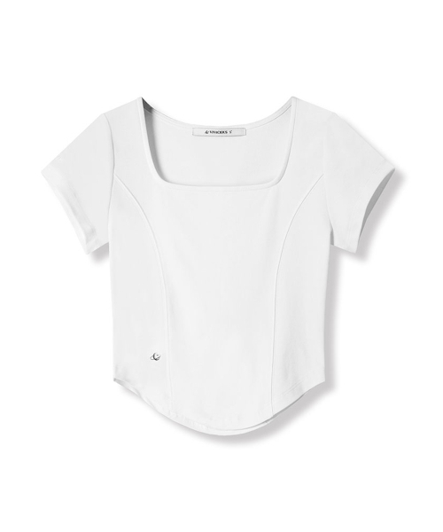 Vivacious(ビバシャス)の「Neuel Square Neck Line Crop T-Shirt - 5COL(Tシャツ/カットソー・レディース・グレー/ブラック/アイボリー/スカイブルー/チャコール・MEDIUM/SMALL)」の12枚目の写真