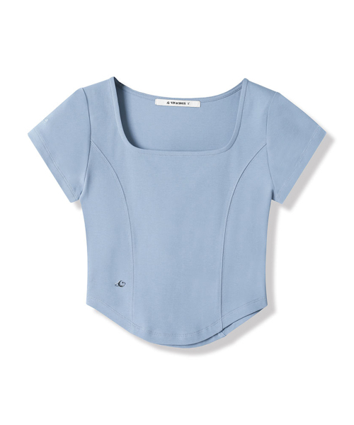 Vivacious(ビバシャス)の「Neuel Square Neck Line Crop T-Shirt - 5COL(Tシャツ/カットソー・レディース・グレー/ブラック/アイボリー/スカイブルー/チャコール・MEDIUM/SMALL)」の13枚目の写真