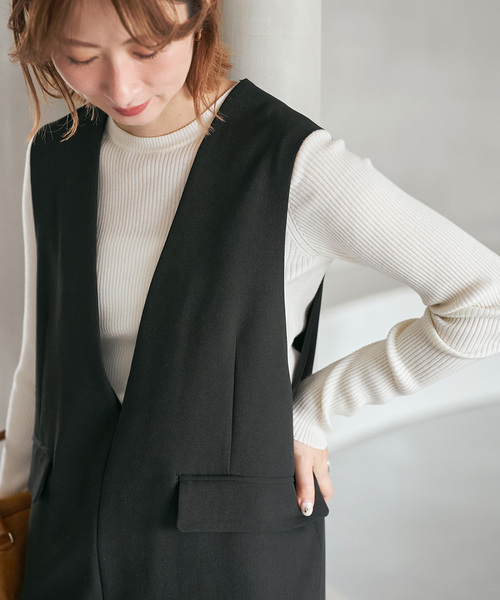 WEB限定 / 追加》ウォッシャブル クルーネックリブニット（ニット