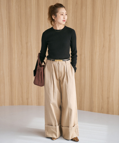 WEB限定 / 追加》ウォッシャブル クルーネックリブニット（ニット