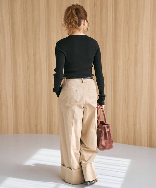 WEB限定 / 追加》ウォッシャブル クルーネックリブニット（ニット