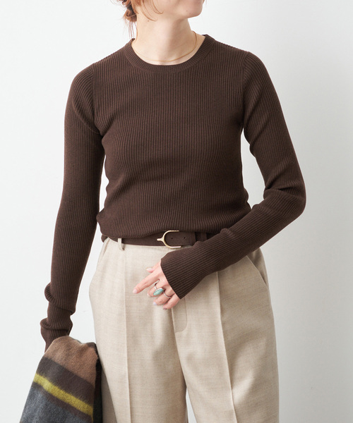 WEB限定 / 追加》ウォッシャブル クルーネックリブニット（ニット