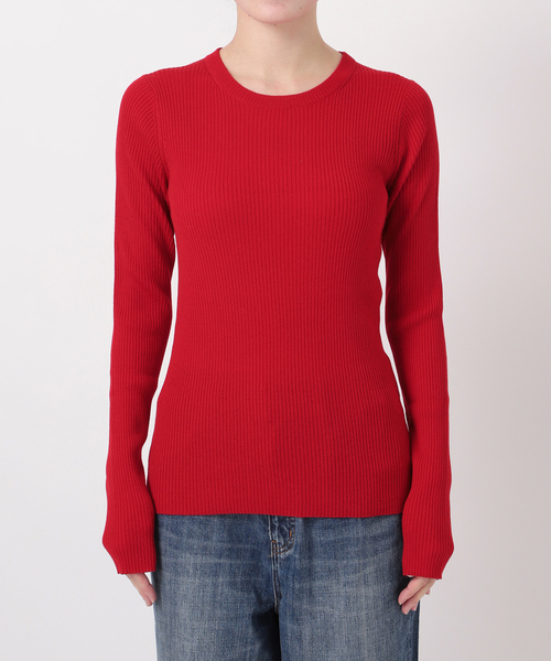 WEB限定 / 追加》ウォッシャブル クルーネックリブニット（ニット