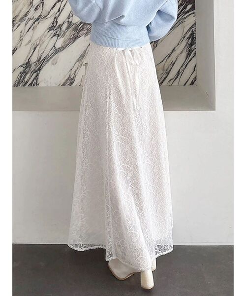 MERCURYDUO（マーキュリーデュオ）の「コードレースバックレースアップフレアスカート（スカート・レディース・ライトブルー/ブラック/オフホワイト・MEDIUM/SMALL）」の2枚目の写真