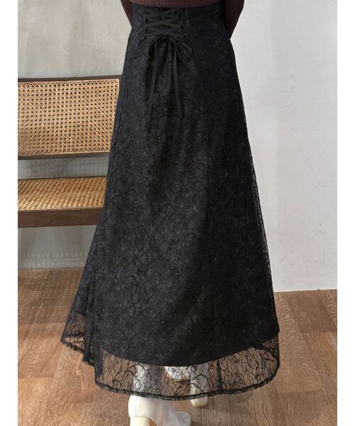 MERCURYDUO（マーキュリーデュオ）の「コードレースバックレースアップフレアスカート（スカート・レディース・ライトブルー/ブラック/オフホワイト・MEDIUM/SMALL）」の3枚目の写真