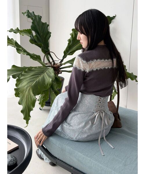 MERCURYDUO（マーキュリーデュオ）の「コードレースバックレースアップフレアスカート（スカート・レディース・ライトブルー/ブラック/オフホワイト・MEDIUM/SMALL）」の10枚目の写真