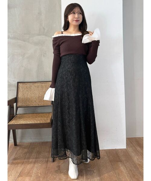 MERCURYDUO（マーキュリーデュオ）の「コードレースバックレースアップフレアスカート（スカート・レディース・ライトブルー/ブラック/オフホワイト・MEDIUM/SMALL）」の11枚目の写真