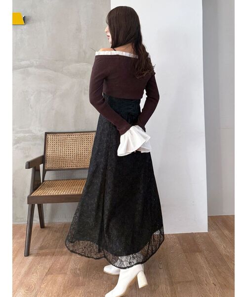 MERCURYDUO（マーキュリーデュオ）の「コードレースバックレースアップフレアスカート（スカート・レディース・ライトブルー/ブラック/オフホワイト・MEDIUM/SMALL）」の12枚目の写真