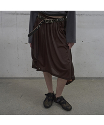 DOUBLE LAYERED VOLUME SKIRT (BROWN)