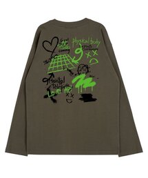 ASTRAL PROJECTION（アストラルプロジェクション）の「グラフィティラウンドネック13番手コットンロングスリーブTシャツ_カーキ（Tシャツ/カットソー）」