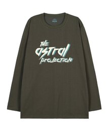 パンクレタリングオーバーサイズロングスリーブTシャツ_カーキ