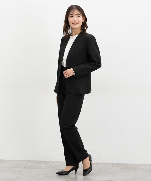 Honeys(ハニーズ)の「【ストレッチ・ウォッシャブル・イージーケア】センタープレスパンツ(股下72cm)(スラックス・レディース・ネイビー/ライトグレー系1/ブラック・L/LL/M/S/3L)」の6枚目の写真