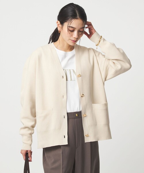 green label relaxing（グリーンレーベルリラクシング）の「パフニット カーディガン ウォッシャブル（カーディガン/ボレロ・レディース・ナチュラル/ブラック/ライトピンク・FREE）」の10枚目の写真