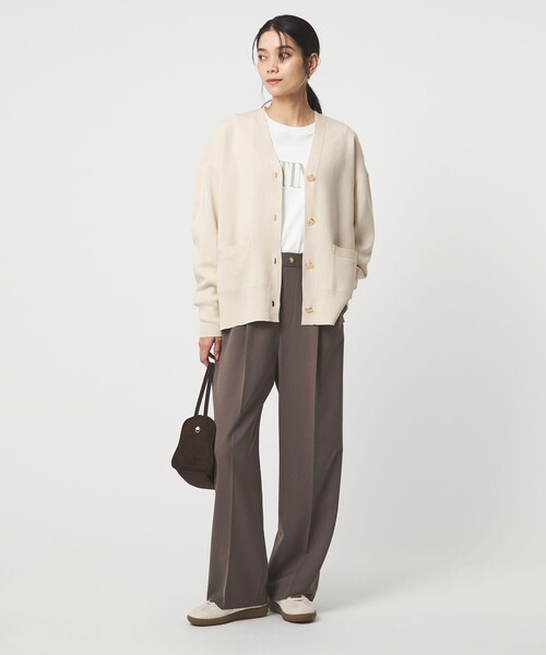 green label relaxing（グリーンレーベルリラクシング）の「パフニット カーディガン ウォッシャブル（カーディガン/ボレロ・レディース・ナチュラル/ブラック/ライトピンク・FREE）」の12枚目の写真