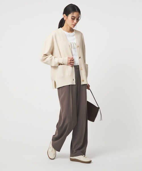 green label relaxing（グリーンレーベルリラクシング）の「パフニット カーディガン ウォッシャブル（カーディガン/ボレロ・レディース・ナチュラル/ブラック/ライトピンク・FREE）」の13枚目の写真